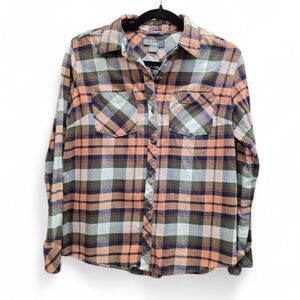 Natural Reflections Plaid Flannel Shirt Women's Medium Cotton Button Up Outdoor